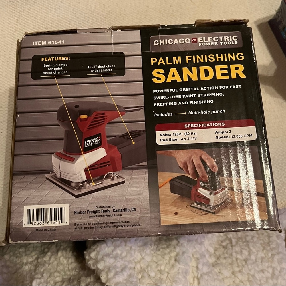 Chicago Electric 95020 Red/Black 120V Heavy Duty Palm Finishing Sander